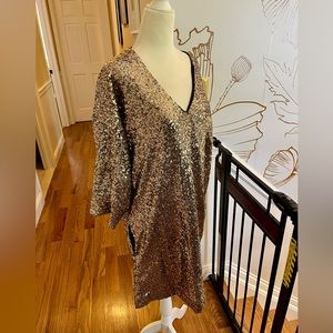 Thacker New York gold sequin party dress, size XL